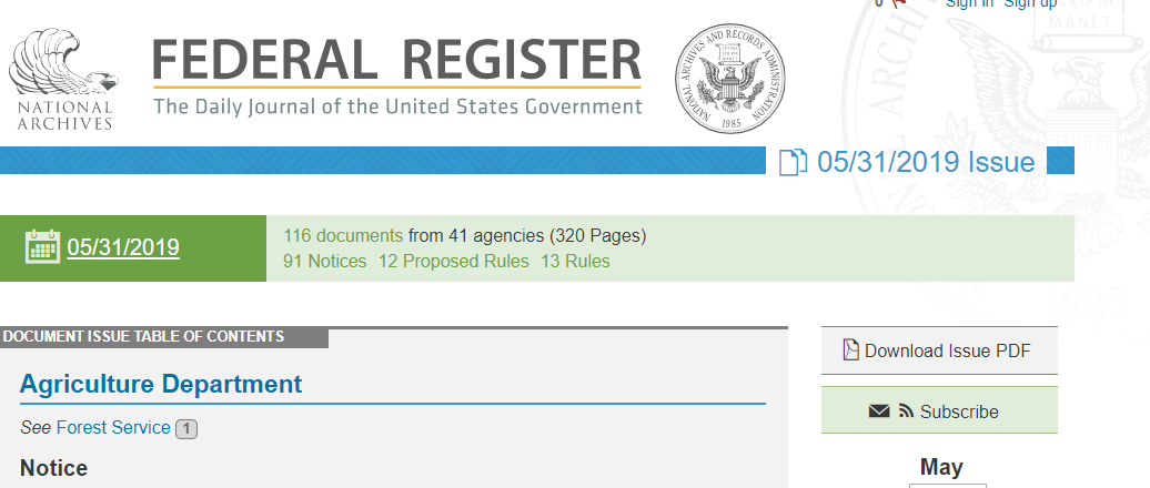 Federal Register Current Issue
