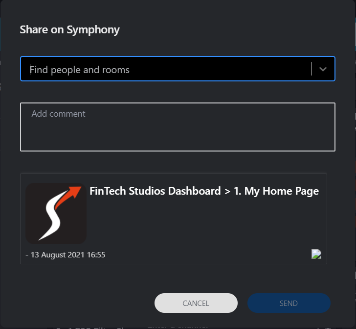 Symphony Dashboard Share Dialogue