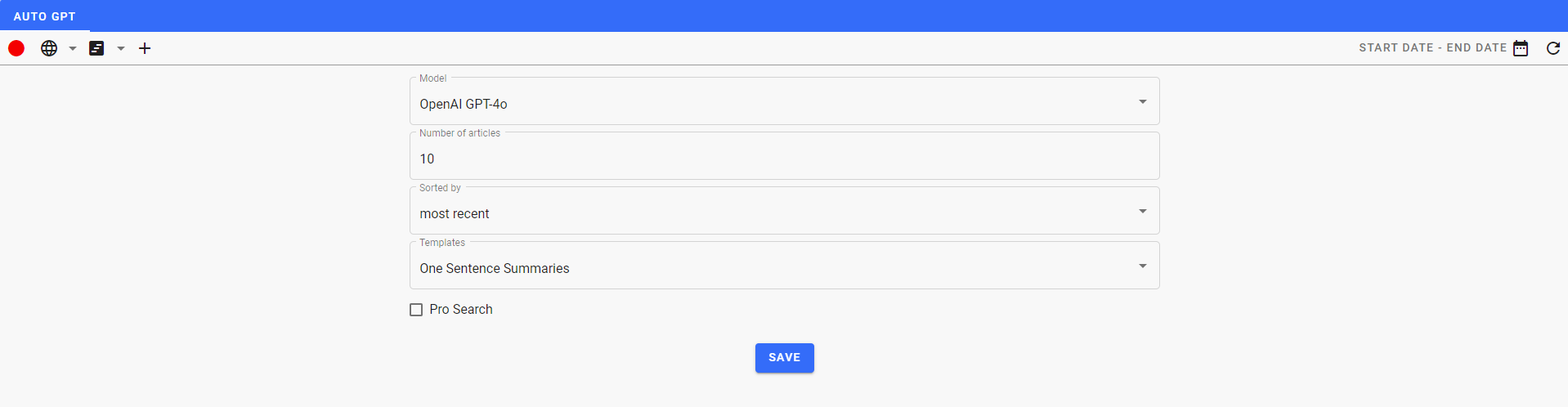 Auto GPT Configuration