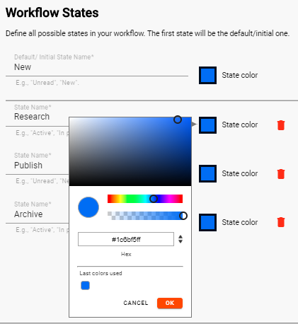 Create Workflow - state color
